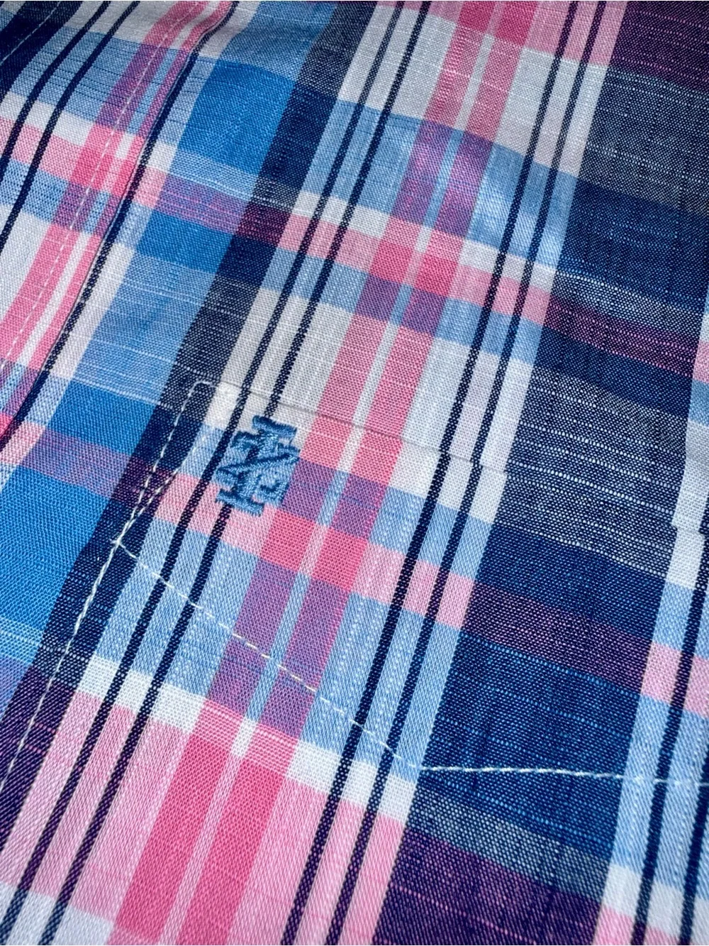 Izod Blue & Pink Plaid Long-Sleeve Button-Down Shirt